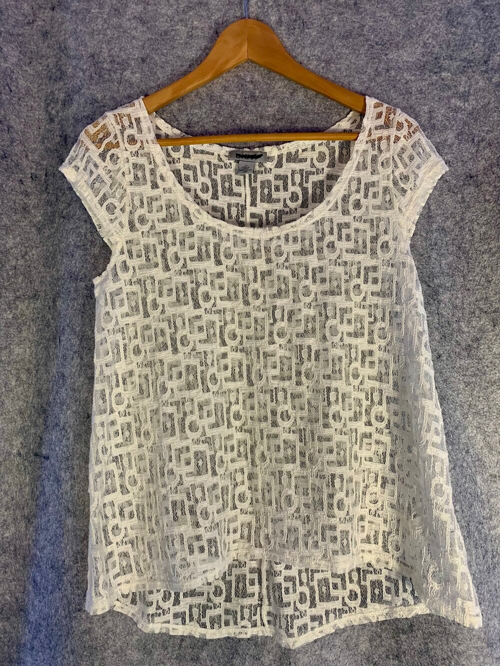 Sheer Boho Festival Top, DKNY Women's Small, Coquette Fairy Core Romantic